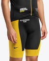 Man Wearing Cycling Jersey and Bib Shorts Mockup