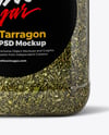 Square Plastic Jar with Dried Tarragon Mockup