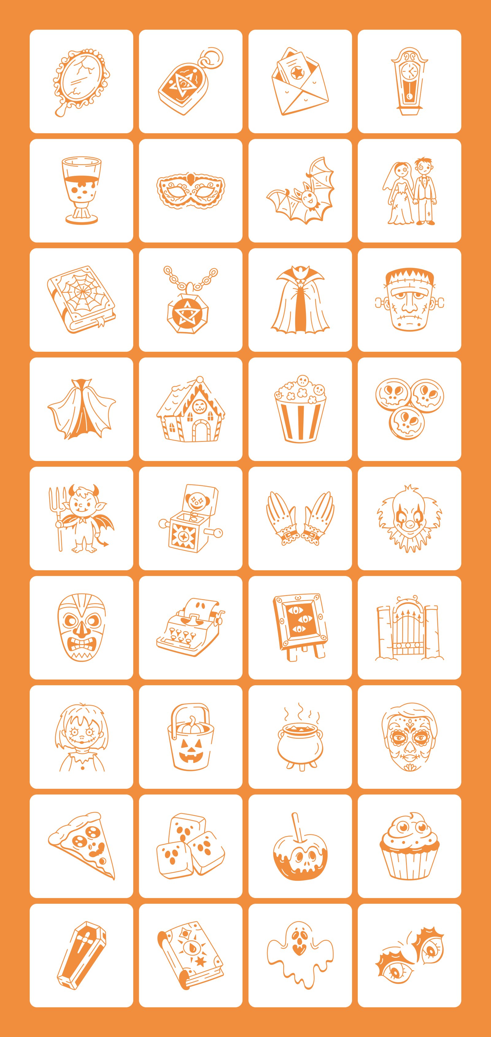 Halloween Doodles Icons Set