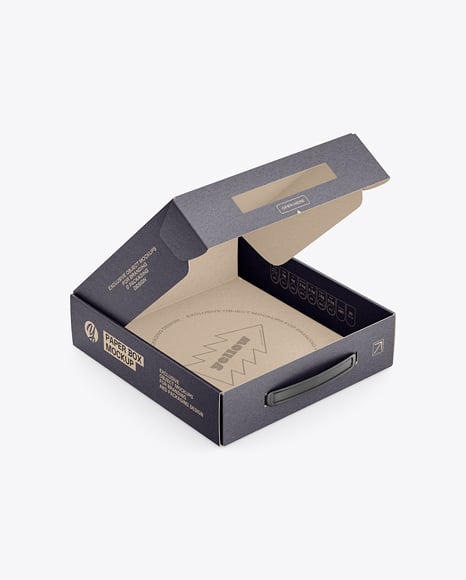 Kraft Paper Box with Plastic Handle Mockup