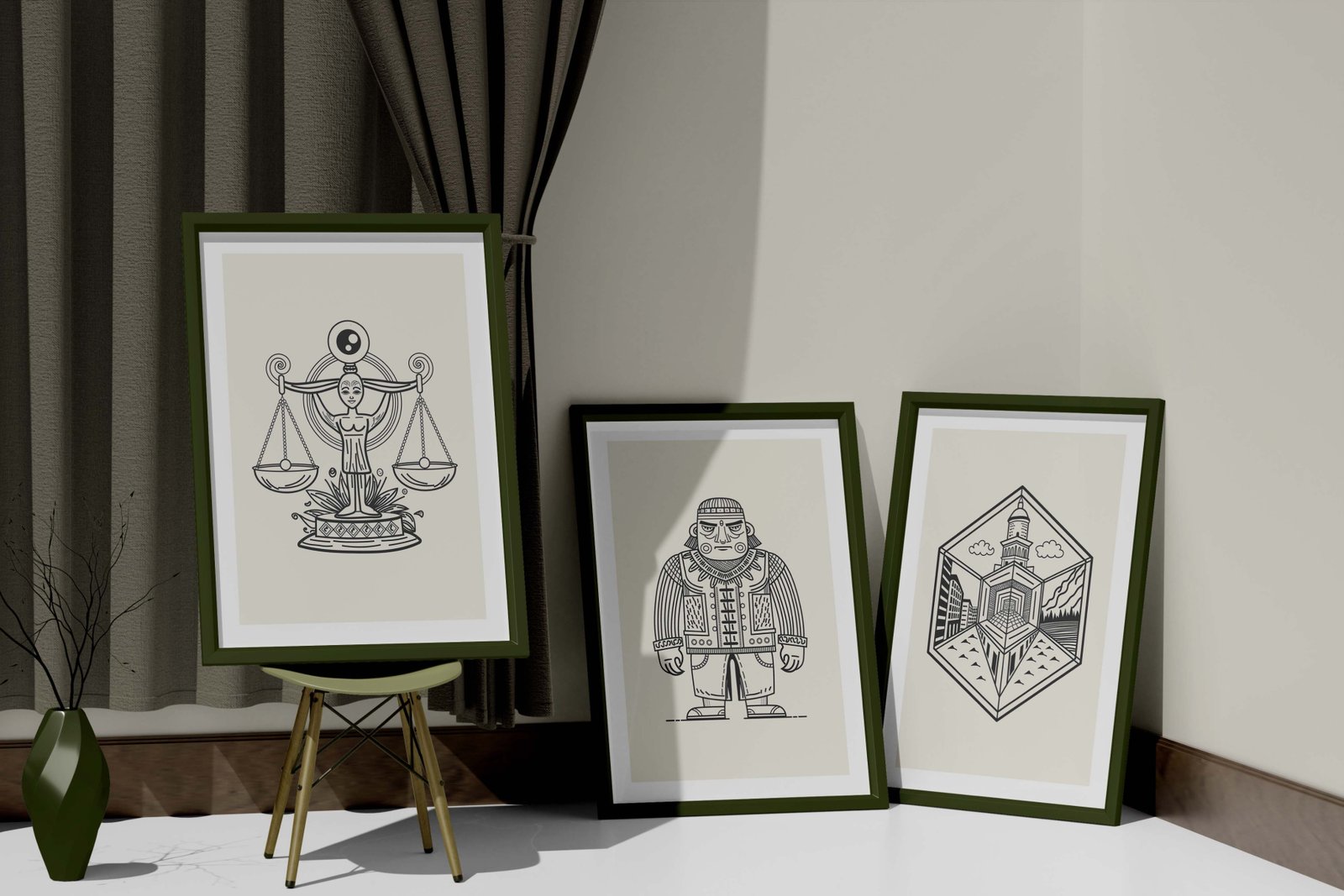 Vintage Hotel Illustration Set
