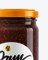 Clear Glass Jar with Fig Jam Mockup