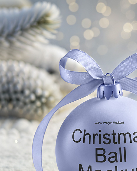 Matte Christmas Ball with Bow Mockup