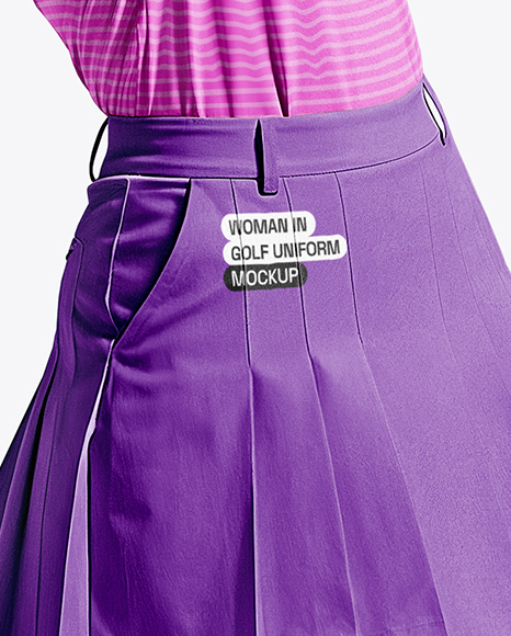 Woman Wearing Golf Shirt and Skirt Mockup