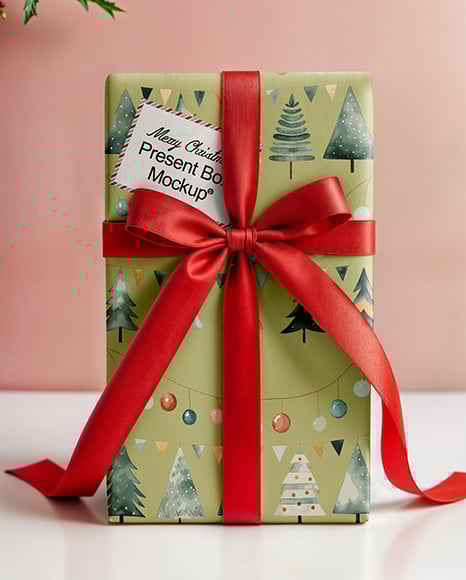 Christmas Gift Box with Holy Leaf Mockup - Christmas mockup