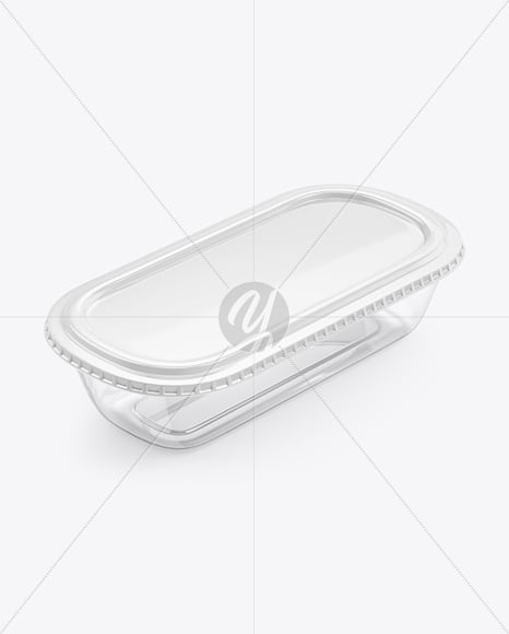 Clear Plastic Container with Glossy Plastic Lid Mockup
