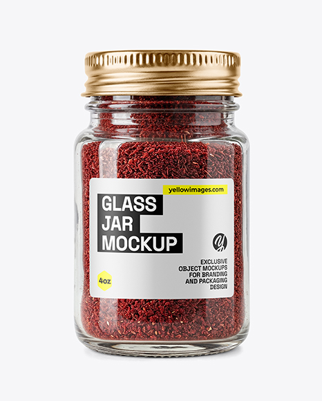 Glass Jar with Sumac Spice Mockup - Glass+Jar+With+Various+Fillers+Mockup+In+Jar+Mockups+On+Yellow