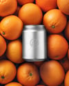 8.5oz Drink Can on a Stack of Oranges Mockup
