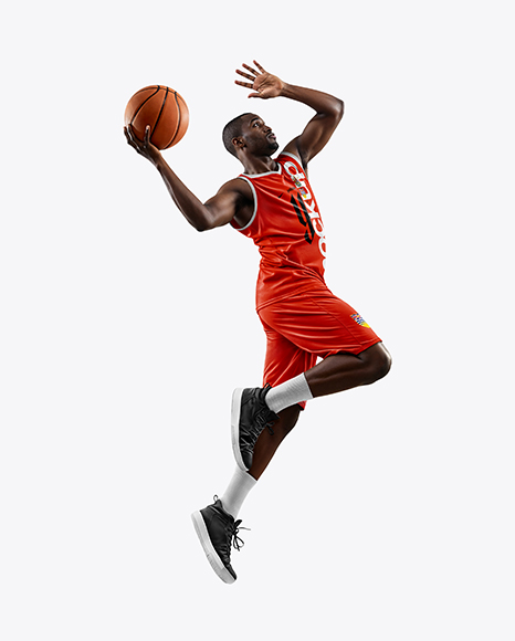 Afro-American Basketball Player Wearing Full Basketball Uniform Mockup - Basketball+Uniform+Jersey+PSD+template+on+Behance