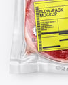 Clear Plastic Flow-Pack with Beef Steak Mockup