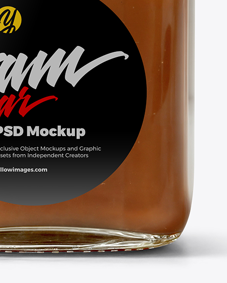 Clear Square Glass Jar with Apple Butter Mockup