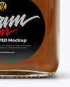 Clear Square Glass Jar with Apple Butter Mockup