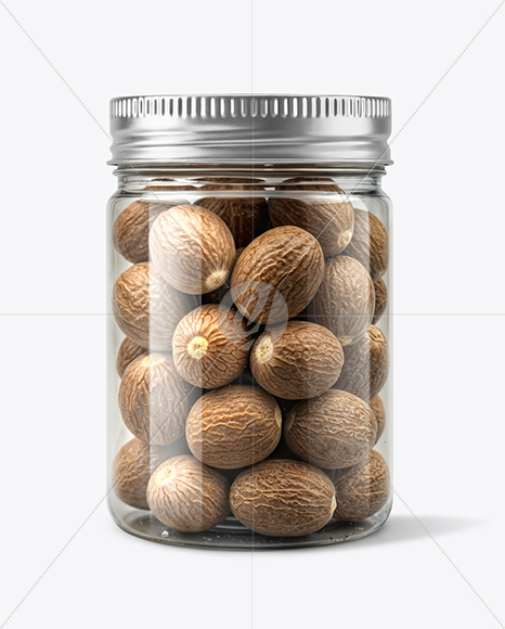 Plastic Jar with Whole Nutmeg Mockup