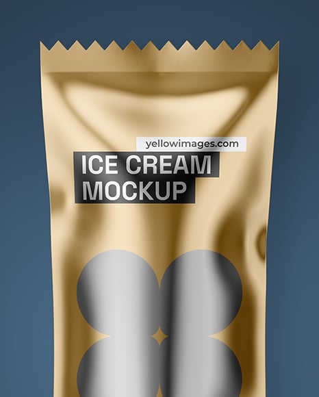 Glossy Metallic Ice Cream Package Mockup