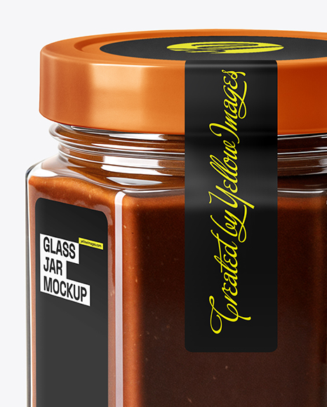 Hexagonal Jar with Chocolate Fudge Sauce Mockup