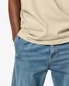 Black Man Wearing T-Shirt and Bucket Hat Mockup
