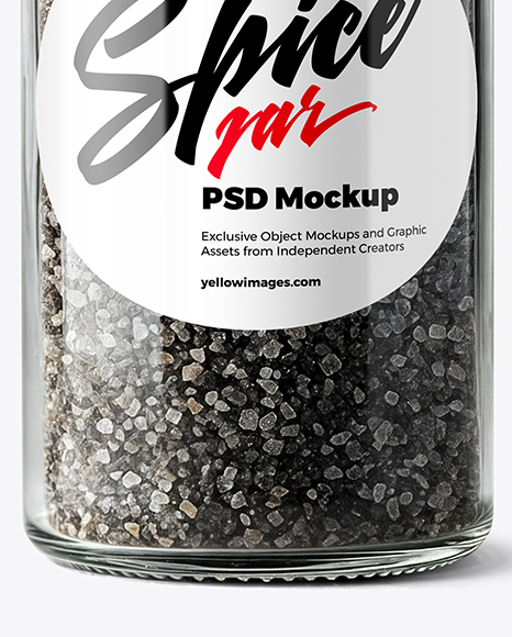 Glass Jar with Black Sea Salt Mockup