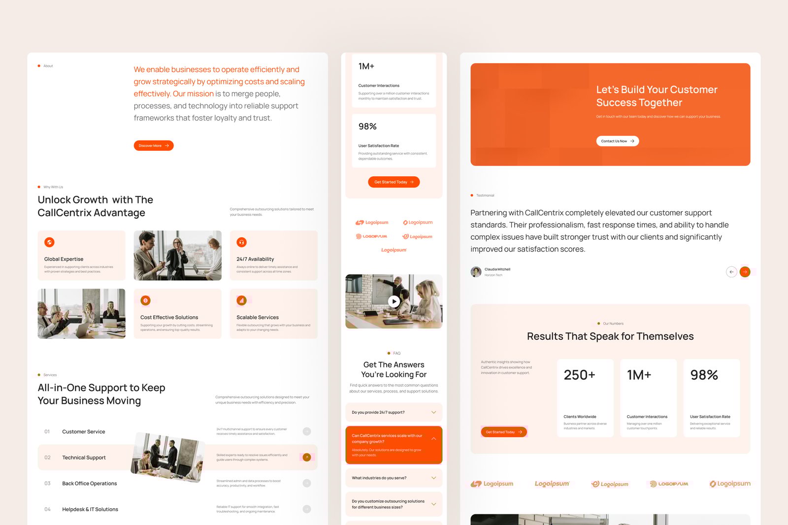 CallCentrix – Customer Support Website UI Figma Template