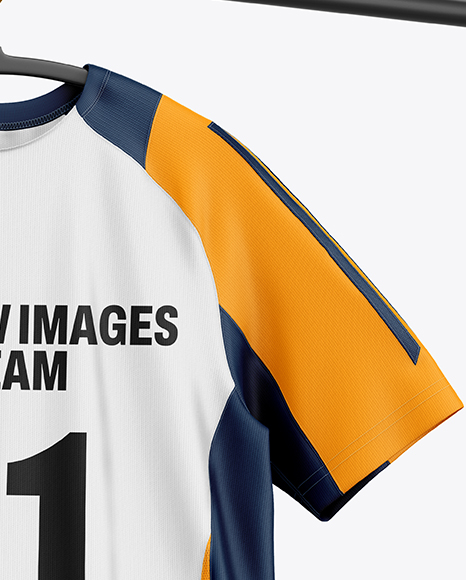 Training Jersey on Hanger Over Wooden Bench Mockup