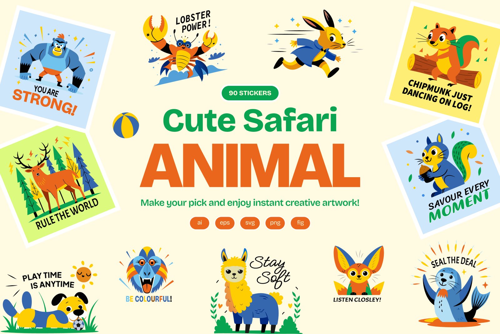 Cute Safari Animal Stickers