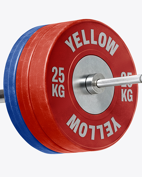 Man Wearing Weightlifting Suit with Barbell Mockup