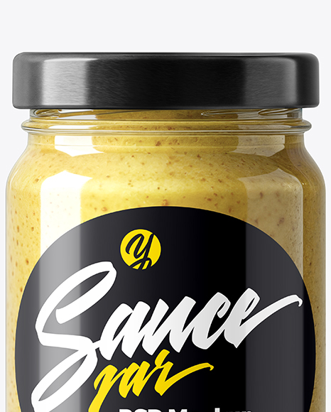 Glass Jar with Dijon Mustard Mockup