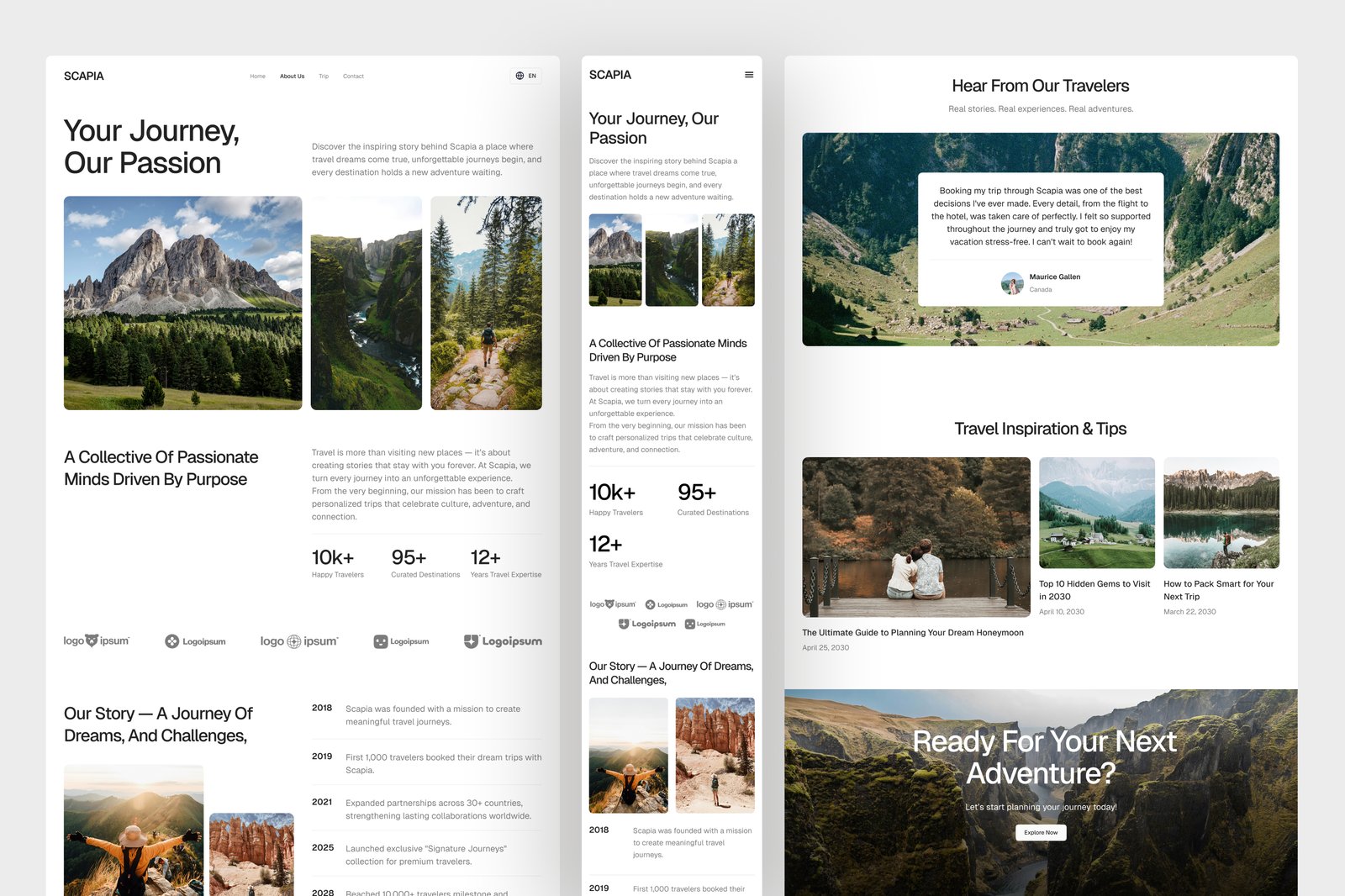 Scapia - Travel Agency Website UI Figma Template