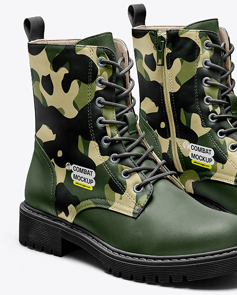 Pair of Women's Combat Boots Mockup