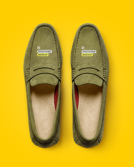 Pair of Suede Moccasins Mockup