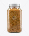 Clear Plastic Jar with Fenugreek Seeds Mockup