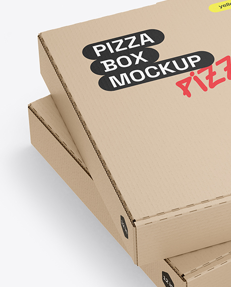 Two Cardboard Pizza Boxes Mockup