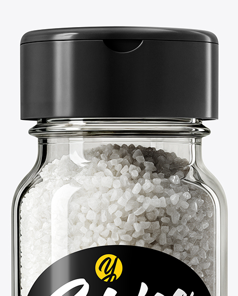 Glass Jar with Coarse Sea Salt Mockup