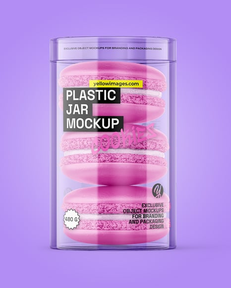 Clear Plastic Tube with Macaron Cookies Mockup