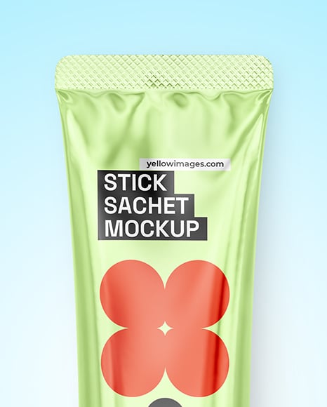Glossy Metallic Stick Sachet Mockup