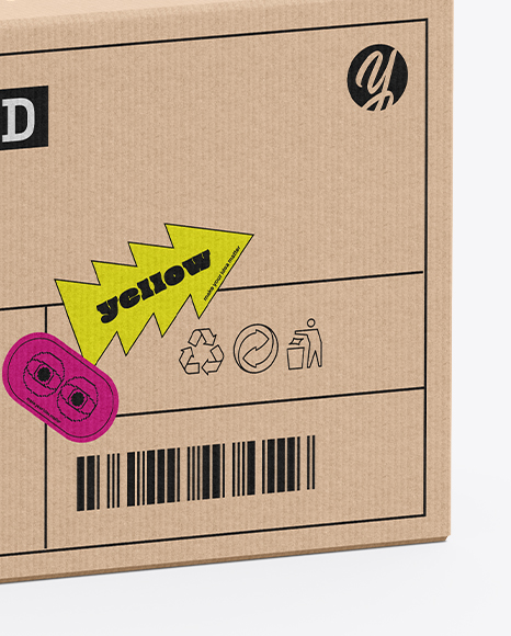 Cardboard Box Mockup – Half Side View