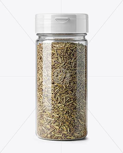 Plastic Spice Jar with Rosemary Mockup