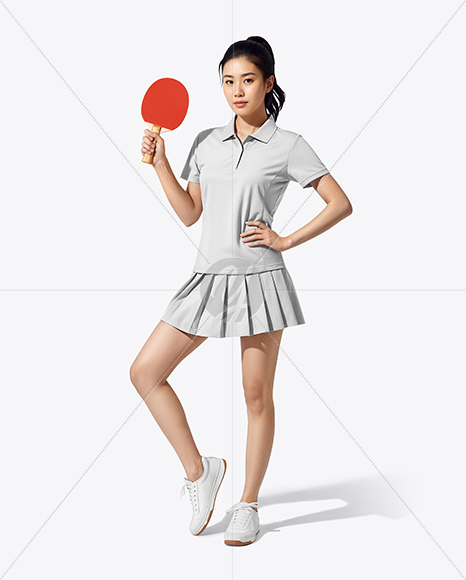 Asian Woman Wearing Table Tennis Uniform Mockup