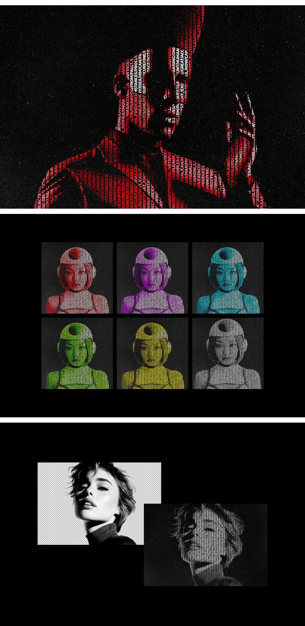 Vertical Cut Out Text Photo Effect