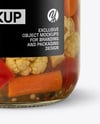 Clear Glass Jar with Giardiniera Pickled Vegetables Mockup