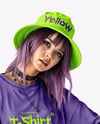 Young Alt Girl Wearing Oversized T-Shirt & Bucket Hat Mockup