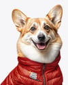 Corgi Wearing a Puffer Jacket Mockup