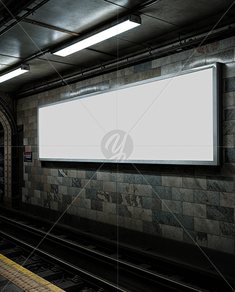 Billboard in Subway Station Mockup