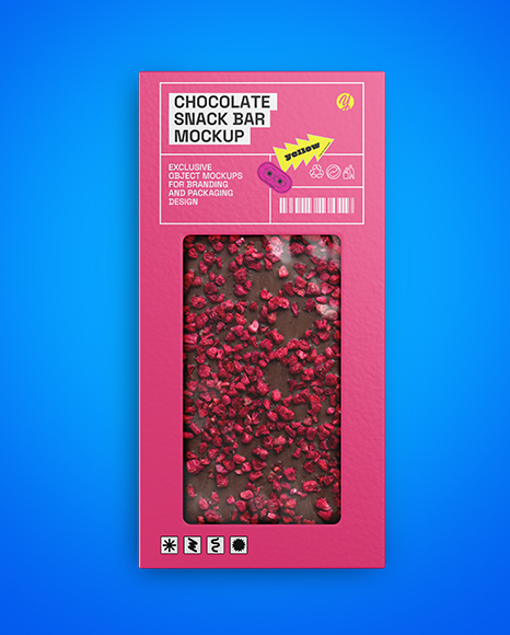 Milk Chocolate Bar with Raspberry Slices Mockup