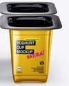 4 Metallized Plastic Yoghurt Cups Mockup