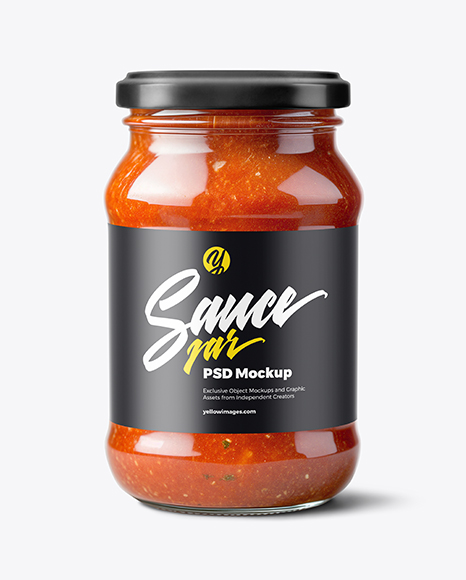 Glass Jar with Marinara Sauce Mockup - Tomato paste mockup