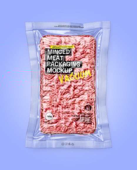 Clear Plastic Flow-Pack with Minced Meat Mockup