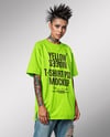 Woman with Mohawk & Tattoo Wearing T-shirt and Ripped Jeans Mockup