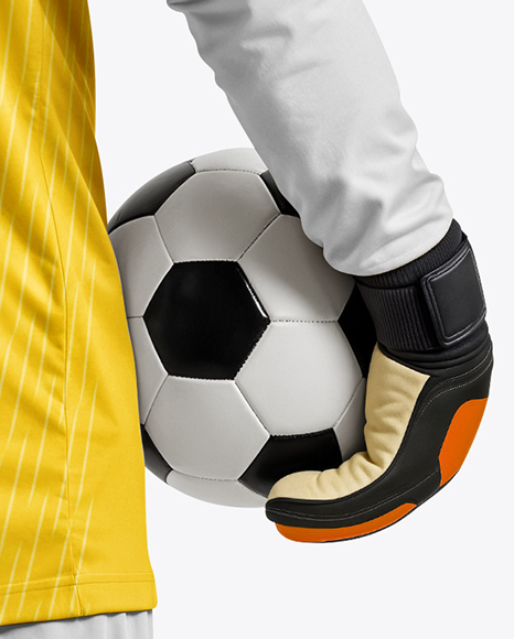 Soccer Goalkeeper Wearing Long Sleeve Jersey and Shorts Mockup