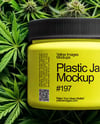 Plastic Supplements Jar on a Hemp Leaves Mockup