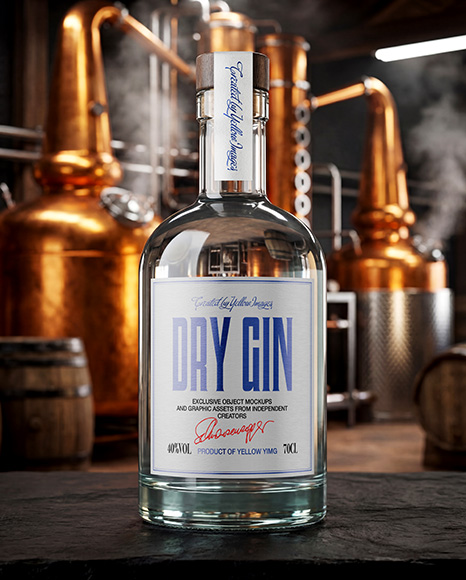 Dry Gin Bottle Mockup